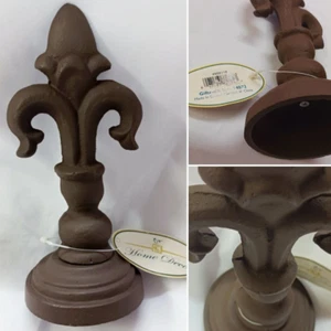 "WOHNDEKOR FLEUR DE LIS GUSSEISEN RUSTIKALER TÜRSTOPP ODER PAPIERGEWICHT 7"" X 3" - Bild 1 von 8