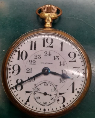Waltham Vanguard Pocket Watch Model 1908 23 Jewel 24 Hour Dial GF Fortune Case - Image 1 of 4