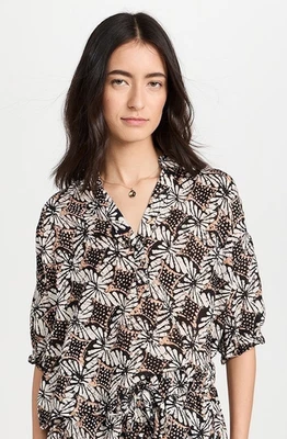 Top XIRENA Cam Retro Floral Abstracto Estampado Gasa Popover S M Pétalo de Tabaco $198 Foto 1 de 4