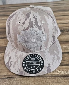 Harley Davidson Motorcycles Patch Fitted Hat Digital Camo Mens Cap 7 1/2 (XL) - Picture 1 of 11