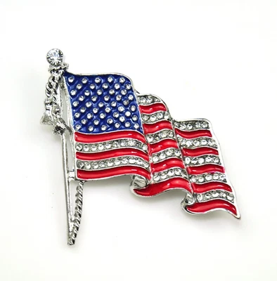 Broches Rojo Azul 4 de Julio Bandera Americana EE. UU. Espíritu Patriótico Broche Prendedor Foto 1 de 4