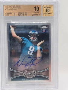2012 Topps Chrome Rookie Auto Nick Foles #153 Auto RC BGS 10/10 - Picture 1 of 2