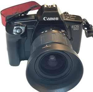 Cámara fotográfica retro Canon EOS 650 con lente asférica de enfoque automático Tamron 28-80 mm - Imagen 1 de 23