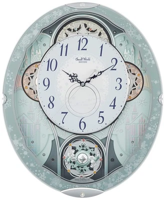 RHYTHM Wall Clock Radio Clock Analog Karakuri 30 Songs Melody Crystal - Image 1 of 2