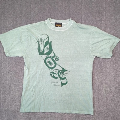 Camiseta De Colección Richard Hunt Thunderbird Camiseta L Verde Puntada Única Arte Nativo Estampado Foto 1 de 4