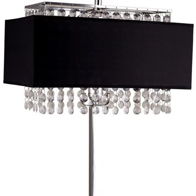 Lámpara de mesa rectangular Bling Glam negra y cristal sintético Foto 1 de 4