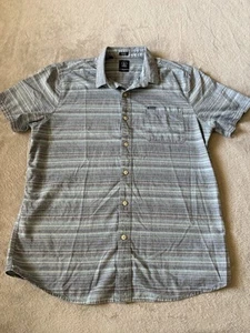 Volcom Men’s Large Slim Fit Multi Color Striped Short Sleeve Button Down Shirt - Picture 1 of 8