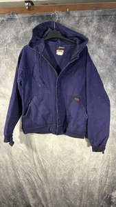 FR Express Flame Resistant Cotton Denim Jacket DISTRESSED Large Purple Blue Mens - Picture 1 of 16