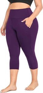 Capri plus Size Leggings for Women with Pockets-Stretchy XL-4XL Tummy Control Hi - Picture 1 of 12