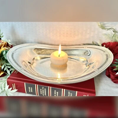 Cesta de pan de plata esterlina vintage con bordes perforados de plata sin marca Foto 1 de 4