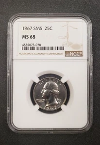 1967 SMS MS68 WASHINGTON QUARTER NGC 25C GEM SPECIAL MINT SET - Picture 1 of 2