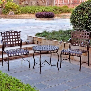 3 Pc Iron Bistro Set Outdoor Table Patio Cast Furniture Garden Metal Chair Steel - Picture 1 of 3