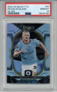2022-23 PANINI SELECT PREMIER LEAGUE SILVER #61 ERLING HAALAND MAN CITY PSA 10 - Picture 1 of 2