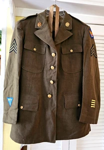 WWII Air Force Uniform Dress Jacket with Badges & Tie 39 Size 5102 - Picture 1 of 20