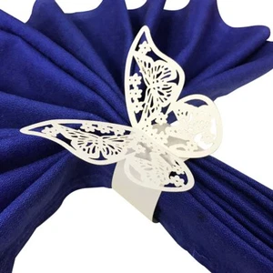 Butterflies Wedding Decor Napkin Rings Set of 50 White - Picture 1 of 4