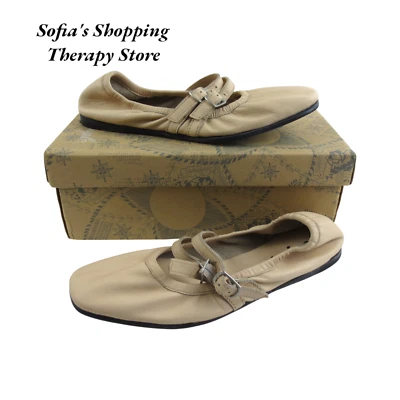Free People Natural Leather Gemini Ballet Flat Size 7 Silver Buckles  NEW - Image 1 of 4