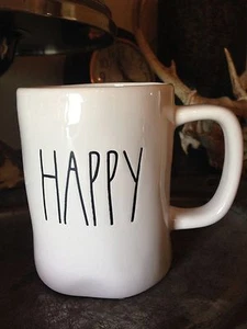 Rae Dunn HAPPY Mug Cup by Magenta Artisan Collection Farmhouse Style Lettering - Picture 1 of 10