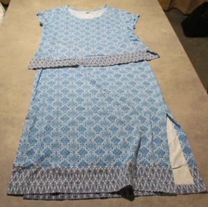 J Jill Love Linen Skirt Shirt Womens extra large Blue Print Linen cotton - Picture 1 of 9