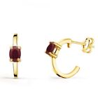 Earrings Gold 18k 750 Mls. Medium Ring With Rubis 12 X 0 1/8in