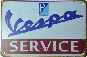Vespa Piaggio Scooter Servicio Service 125cc Italia Garage Metal Sign 12x8" NEW