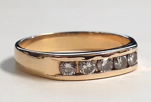 (RI4) 14k Yellow Gold Men's Diamond Wedding Band (.50 CTW) Size 12 (5.2 Grams) - Picture 1 of 5