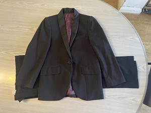 Boys Tuxedo suit Age 9 Silk Lapel Black 2 piece M&S - Picture 1 of 8