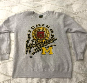 Gr. L Vintage Home Team grau grey Michigan Pullover Rundhalsausschnitt Sweatshirt Damen USA - Bild 1 von 16