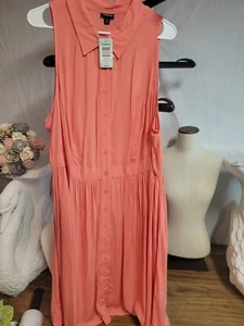 Nwt Torrid Coral Color Plus Size 2 Tank Dress - Picture 1 of 4