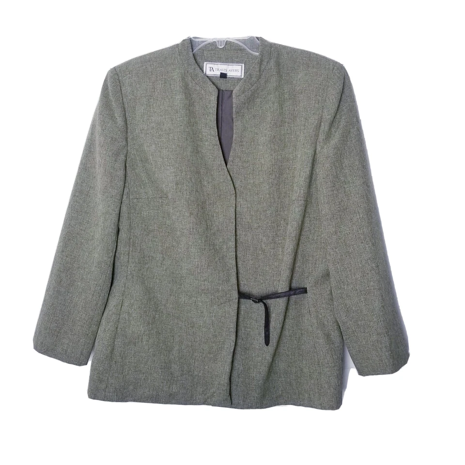 Travis Ayers Blazer Women Size 14 Green Brown Lined Jacket - Image 1 of 4