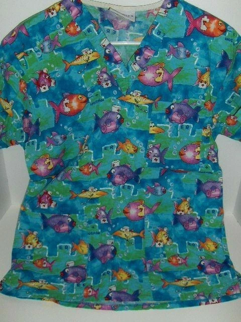 Peaches Uniforms fish scrub top - X Small - Image 1 of 3