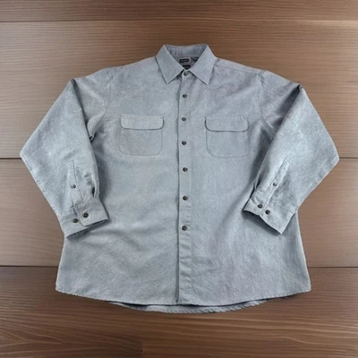 George Sueded 衬衫男式 L 42/44 蓝色幻觉长袖纽扣学院风柔软 — 第 1/4 张图片
