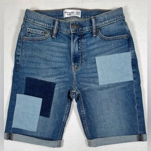 ABERCROMBIE & FITCH KIDS Boys' Patchwork Bermuda Cuffed Jean Shorts Size 11/12 - Picture 1 of 8