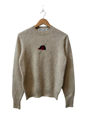 Suéter de lã vintage Robert Scott Ltd. Shetland bronzeado pequeno feminino equitação - Imagem 1 de 4