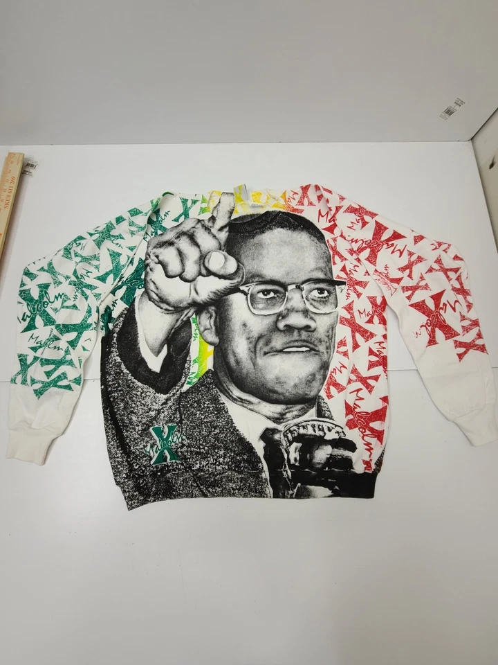 Malcolm X AOP Crewneck Sweatshirt XL Big Face All Over Print Sweater History  - Image 1 of 4