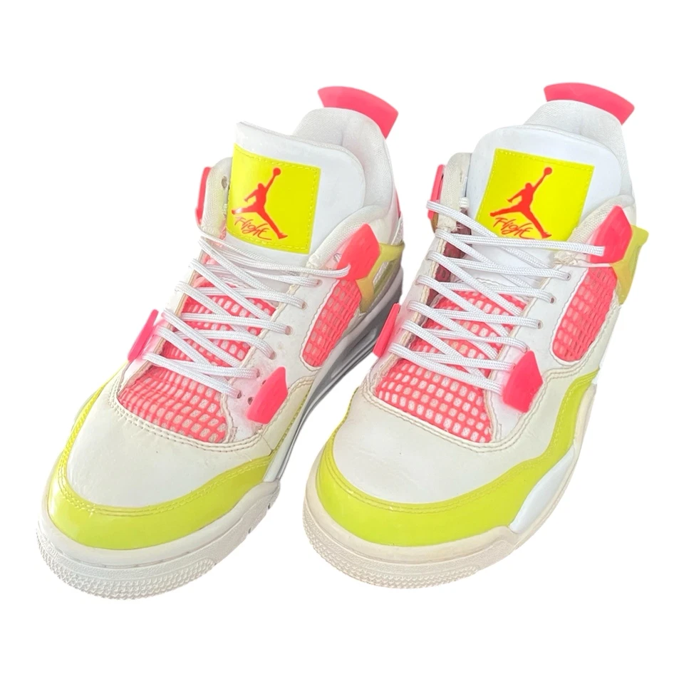 Девочки Nike Air Jordan 4 ретро лимон Venom белый розовый размер 5Y - Изображение 1 из 4