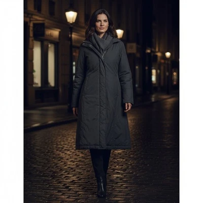 Gap Long Parka Coat Womens Sz M Black Puff Down Full Zip Pockets Winter Outdoor - Image 1 of 4