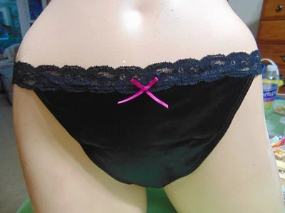 Vintage Discontinued Ilusion Second Skin Satin String Bikini Panties Size X-LG - Image 1 of 4