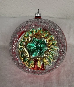Vintage Mercury Glass indented ornament, made in West Germany, large size-red - Picture 1 of 5
