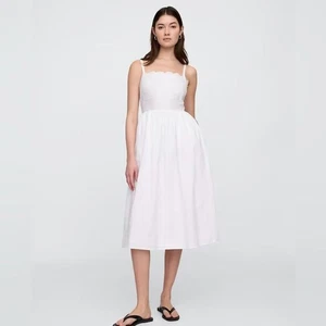 NWT Gap Optic White Eyelet Midi Dress Size XL - Picture 1 of 6
