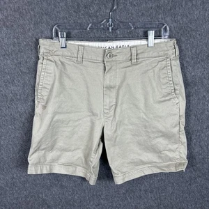 American Eagle Shorts Mens 33 Khaki Beige Cargo Chino Flat Front Classic Casual - Picture 1 of 17