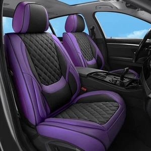 Juego completo de fundas de asiento de coche púrpura negro, cuero sintético de lujo púrpura-completo  - Imagen 1 de 9