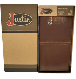 Justin Men Rodeo Wallet Genuine Leather RFID Card Slots New In Box - Picture 1 of 4