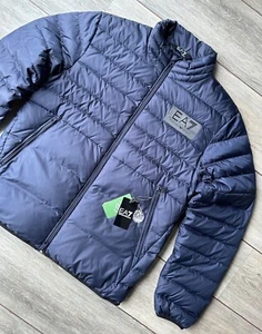 EMPORIO ARMANI EA7 BLUE PADDED DOWN BOMBER JACKET COAT 6LPB14 - XL - NEW & TAGS - Picture 1 of 14