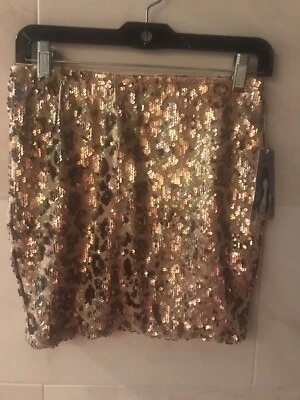 Lily White 青少年金色动物亮片迷你直裙调情尺寸 S 全新带标签 — 第 1/4 张图片