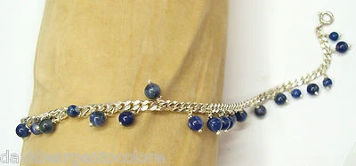 Bracciale in Argento 925 con Sodalite naturale blu - Braccialetto Pietre Dure - - Immagine 1 di 2