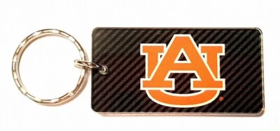 Auburn Tigers Acrylic Keychain NCAA Team Color Logo Carbon Printed Key Ring - Image 1 of 4