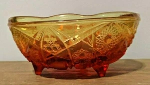 Vintage McKee Toltec Jeannette Glass AMBERINA 3 Toed Footed Bowl - Ruby Flash - Picture 1 of 7