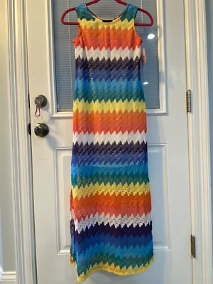 NEW Girls 16 XL Crochet Maxi Dress Amy's Closet Chevron Colorful Sleeveless NWT - Image 1 of 4