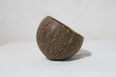 Cuenco con cáscara de coco natural ecológico hecho a mano orgánico ensalada arroz postre nuevo Foto 1 de 4