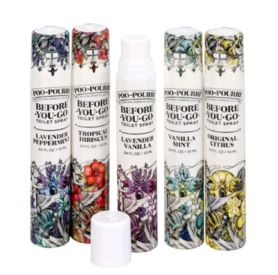 Poo-Pourri, paquete de 5 unidades en un paquete de pellizcos, 10 ml, spray para inodoro antes de ir, aceite esencial Foto 1 de 4